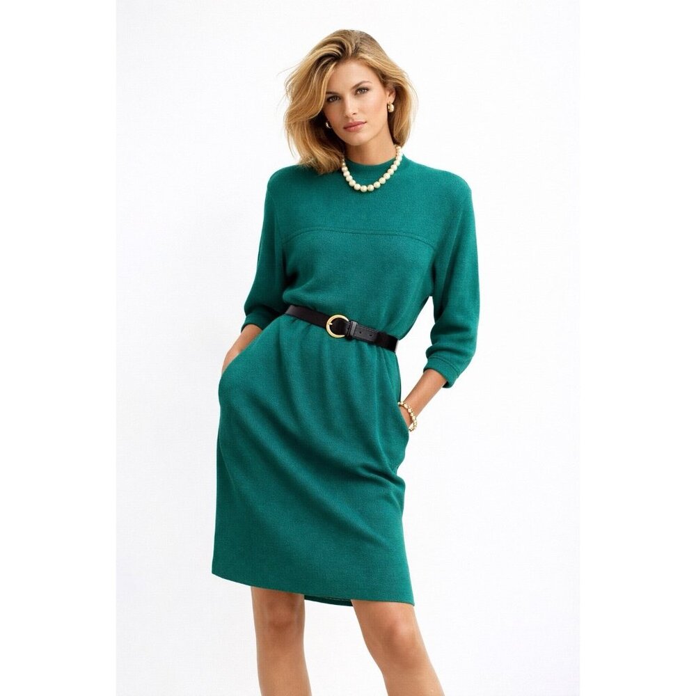 St. John Teal Green Knit Dress